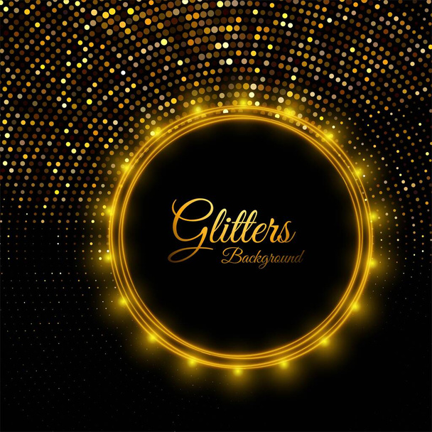 Όμορφα γυαλιστερά χρυσά γκλίτερ σε μαύρο φόντο - Διάνυσμα, εικόνα