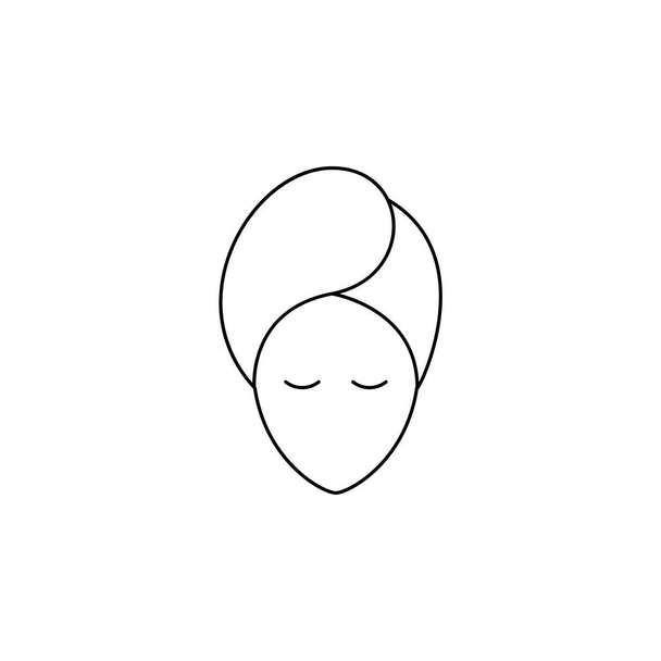 Icono de línea delgada cuidado personal. cabeza de mujer en toalla EPS 10. Objeto aislado. - Vector, imagen