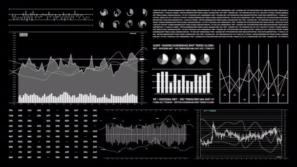 Οικονομικές και επιχειρηματικές animation, έκθεση και στατιστικά υπόβαθρο, αριθμοί δεδομένων και αλληλουχία infographics, 4K βίντεο - Πλάνα, βίντεο