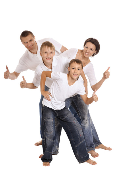 Cute family show thumbs up - Photo, image