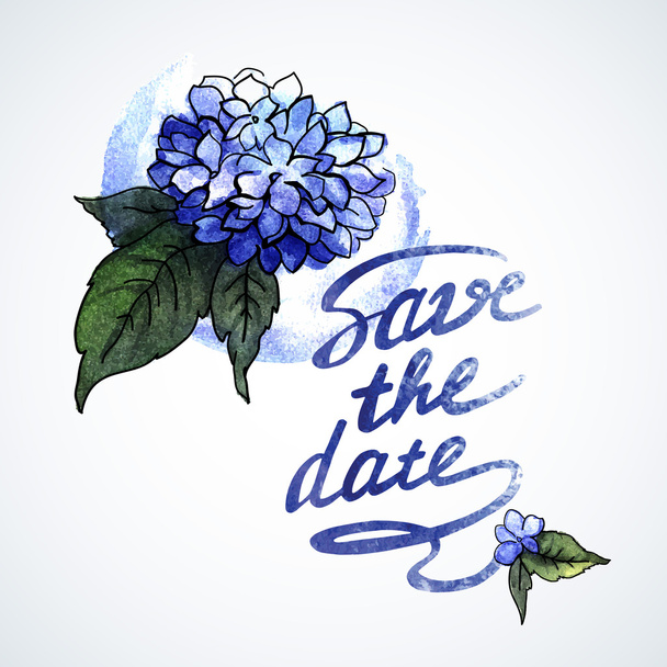 Tarjeta con acuarela flor azul
 - Vector, imagen