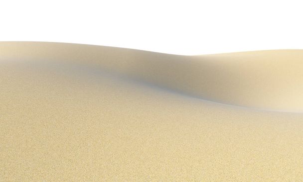 Smooth sand dunes under bright summer sunlight isolated on white background, natural 3D illustration - Фото, изображение