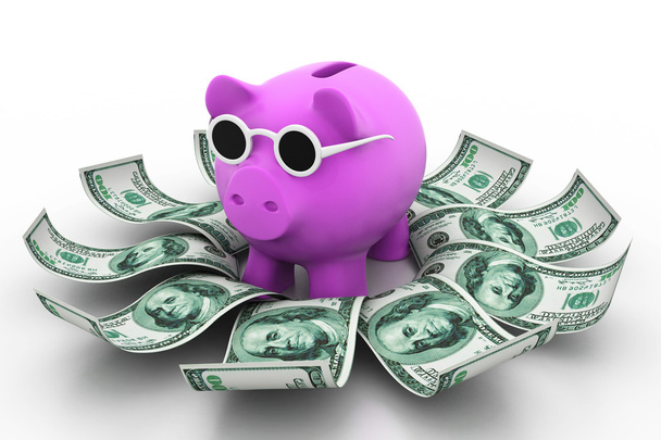 Sparschwein mit Geld - Foto, Bild