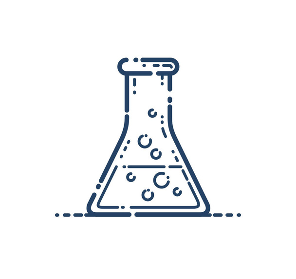 Chemical flask vector simple linear icon, science chemistry line art symbol, laboratory research. - Vektör, Görsel
