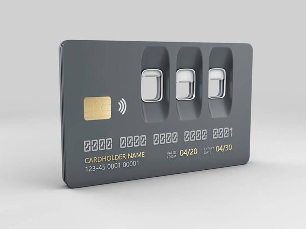 3d Rendering van vliegtuigvenster credit card. Inclusief knippad - Foto, afbeelding