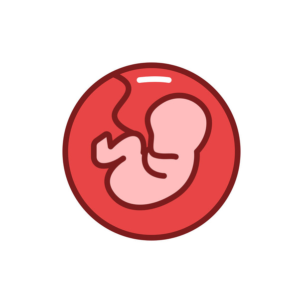 Zarodek w fazie ciąży w ikonie linii koloru macicy. Zarys piktogramu dla strony internetowej. - Wektor, obraz