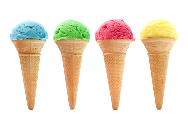 Assorted ice cream cones - Foto, Imagem