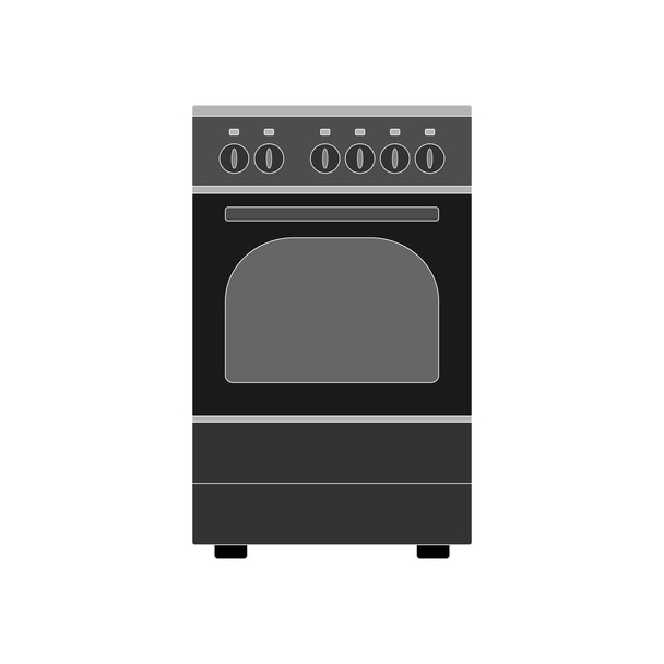 Икона современной газовой плиты в плоском дизайне с электрической печью на белом фоне. Векторное изображение. - Вектор,изображение