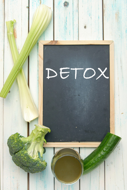 Detox, vegetable smoothie and ingredients - Фото, изображение