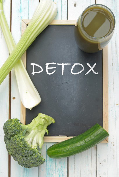 Detox, vegetable smoothie and ingredients - Fotó, kép