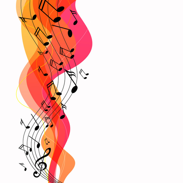Векторный фон с красочными нотами музыки
 - Вектор,изображение