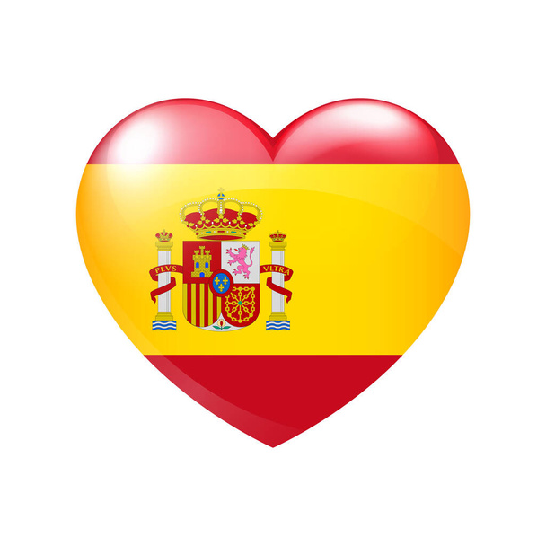 Flag of Spain in heart. Spanish emblem icon vector. Country love symbol. Isolated illustration eps10 - Vector, Image