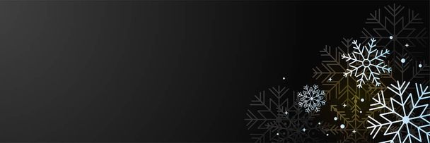 Kar tanesi sınır vektörü illüstrasyonlu Noel kartı pankartı arkaplanı - Vektör, Görsel