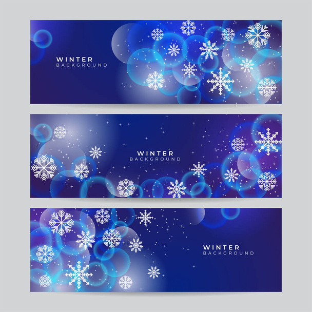 Christmas banner with snowflakes. Merry Christmas and Happy New Year greeting banner. Horizontal new year background, headers, posters, cards, website.Vector illustration - Vector, Image