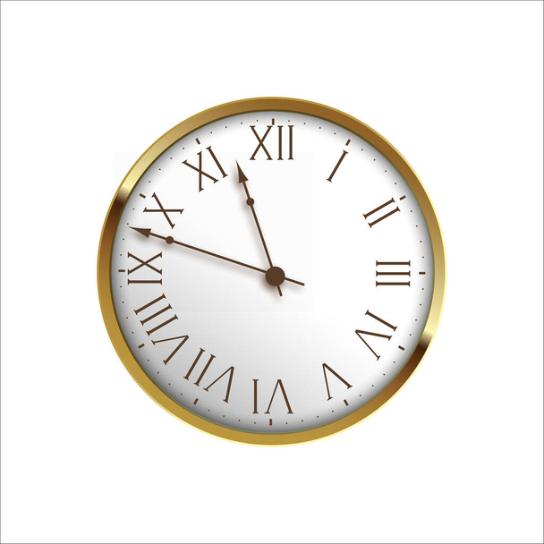 Πρωτοχρονιάτικο ρολόι με ρωμαϊκούς αριθμούς που απομονώνονται στο λευκό. Διάνυσμα - Διάνυσμα, εικόνα