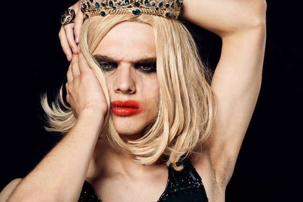 man in womens wig crossdresser makeup lgbt community - Fotografie, Obrázek