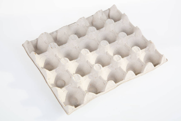 Empty 20 tray eggs box on white background - Foto, Imagen