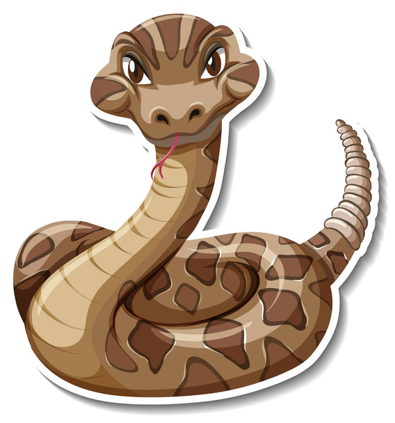 Rattlesnake animal desenho animado etiqueta ilustração - Vetor, Imagem