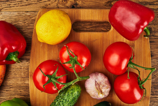 Ingredients vitamins organic food kitchen farm products view from above - Valokuva, kuva