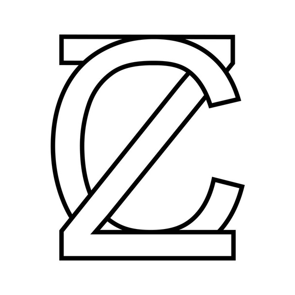 Logo imzası zc cz simgesi czech iç içe c z harfleri - Vektör, Görsel