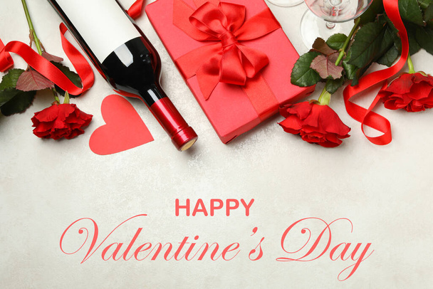 Beautiful Happy Valentine's Day composition with text - Photo, Image