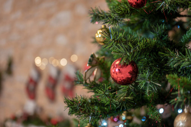 Feliz Navidad conjunto de fondo de temporada, santa y árbol - Foto, Imagen