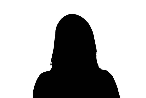 Silhouette of an adult young anonymous woman on a white background. - Fotografie, Obrázek