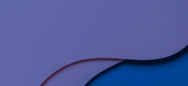 Abstract creative colored paper geometry composition banner background in very peri, purple color with curved lines - Photo, Image
