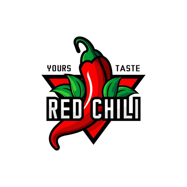logotipo vermelho chili vetor, logotipo do café e restaurante, fazenda - Vetor, Imagem