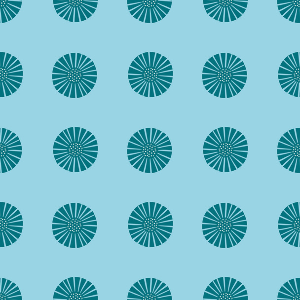 Seamless pattern abstract flowers on light blue background. Vintage texture of plants for textile design. Geometric template print for any purpose. Simple vector fabric ornament. - Vector, Image