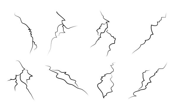 vetro incrinato disegnato a mano, parete, terra. effetto tempesta di fulmini. Dodle break set. illustrazione vettoriale - Vettoriali, immagini