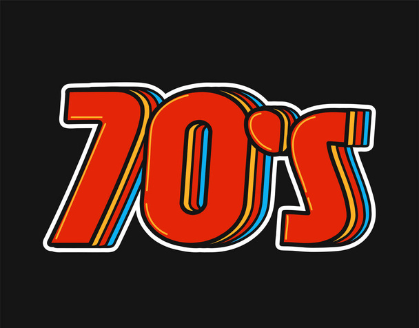 1970-luvun vintage retro tyylinen kyltti numero. Vektori doodle kuva logo kuvake. 1970-luvulla, 70-luvulla, retro, vintage party käsite - Vektori, kuva