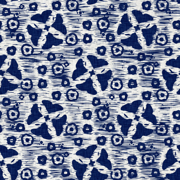 Indigo värjätty kangas geo muoto rakenne. Saumaton tekstiili muoti kangas väriaine vastustaa kaikkialla tulostaa. Japanilainen kimonopainatus. Korkea resoluutio batik vaikutus  - Valokuva, kuva