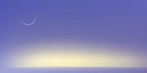 Alba al mattino con arancio, giallo, viola, cielo blu, drammatico paesaggio crepuscolare con tramonto alla sera, orizzonte di maglia vettoriale Crepuscolo cielo banner di luce solare per quattro stagioni sfondo - Vettoriali, immagini