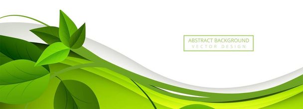 Abstract groene bladeren golf banner achtergrond - Vector, afbeelding