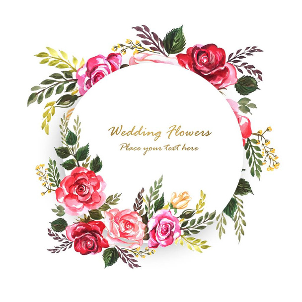 Beautiful wedding invitation decorative flowers frame background - Vector, Image