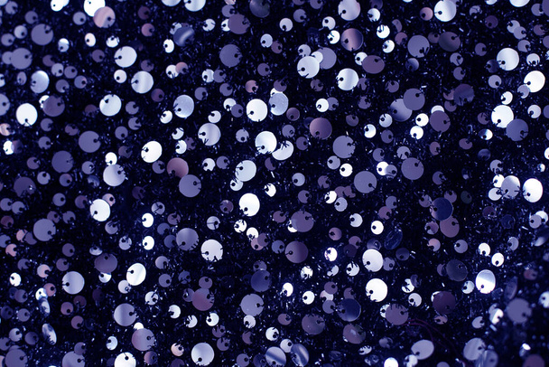Lantejoulas macro close-up. Textura abstrata fundo com lantejoulas. Cor do ano 2022. Conceito de cor tendência - Foto, Imagem