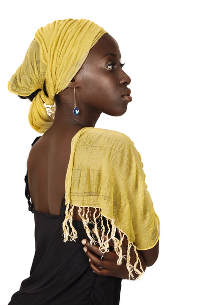 Serious South African woman with yellow scarf. - Valokuva, kuva