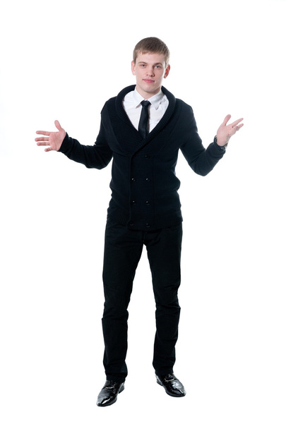The young man in a black cardigan - Фото, зображення