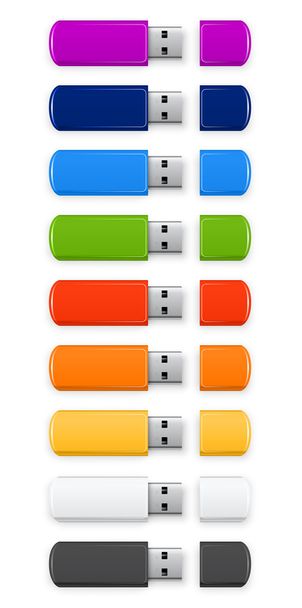 Colored USB flash - Vettoriali, immagini