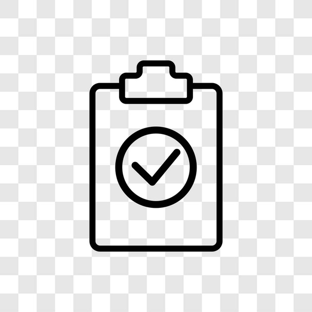 Thin line clipboard icon. Checklist approval worksheet symbol. Vector illustration isolated on transparent background. - Vetor, Imagem