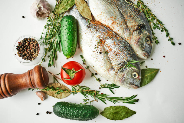 fish fresh food ingredients top view kitchen delicacy - Foto, immagini