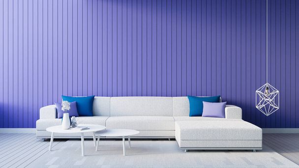 Fialová Modrá stěna obývací pokoj interiér 2022 - 3D vykreslování - Fotografie, Obrázek