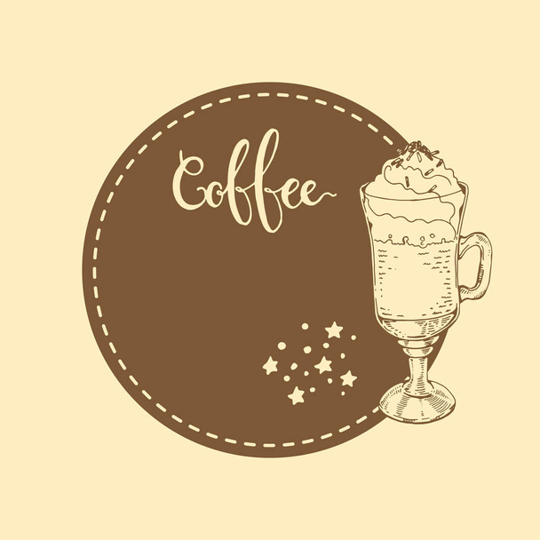 Motif sans couture avec tasse à café et crème glacée. Croquis dessiné à la main, illustration vectorielle. - Vecteur, image