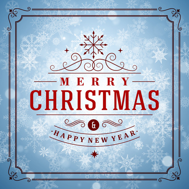 Merry Christmas message and light background with snowflakes. Vector illustration Eps 10.  - Vetor, Imagem