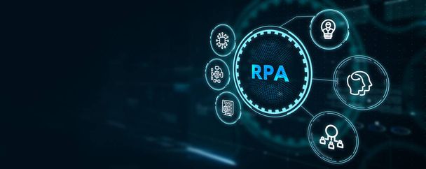 RPA Robotic process automation innovation technology concept. Business, technology, internet and networking concept.3d illustration - Photo, Image
