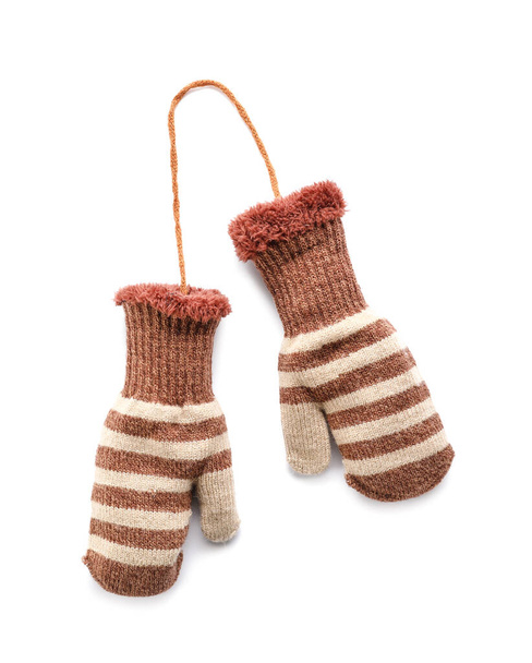 Winter mittens on white background - Photo, image