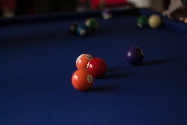 A selective focus shot of billiard balls - Фото, зображення