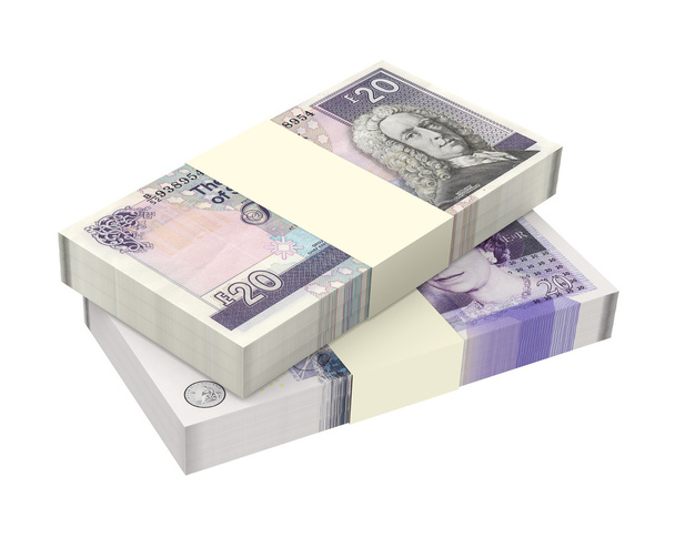 Schotse en Britse geld geïsoleerd op witte achtergrond. - Foto, afbeelding