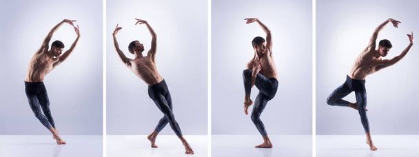 Set of dancing man in different choreographic positions. Ballet dancers collection. - Fotó, kép